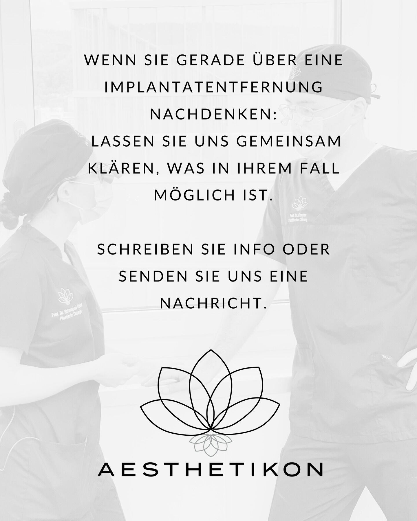Wenn Sie gerade über eine Implantatentfernung nachdenken: Lassen Sie uns gemeinsam klären, was in Ihrem Fall möglich ist – Prof. Dr. Kotsougiani-Fischer und Prof. Dr. Fischer im Operationsbereich