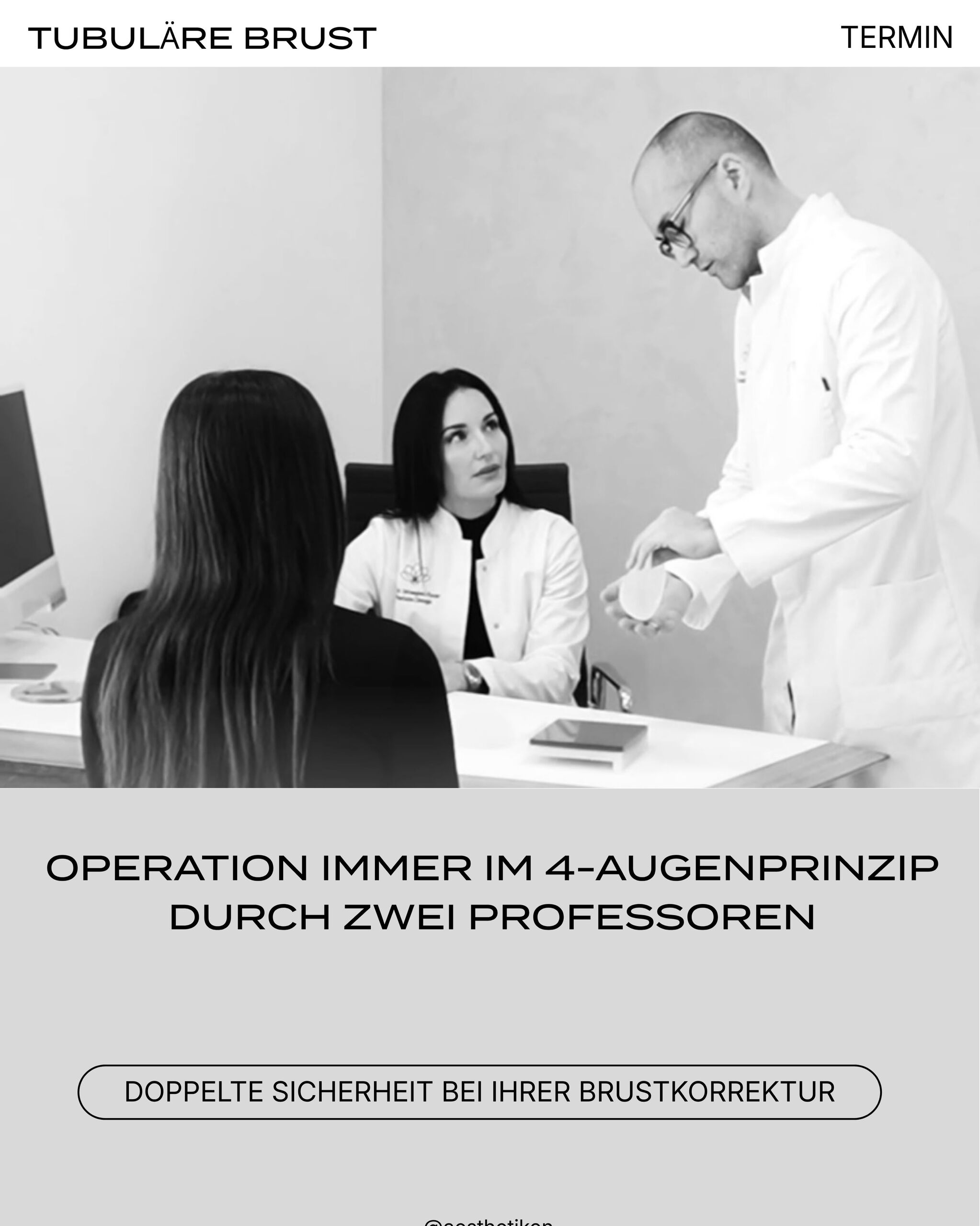 Beratungssituation bei AESTHETIKON: Operation immer im Vier-Augen-Prinzip durch zwei Professoren – doppelte Sicherheit bei Ihrer Brustkorrektur
